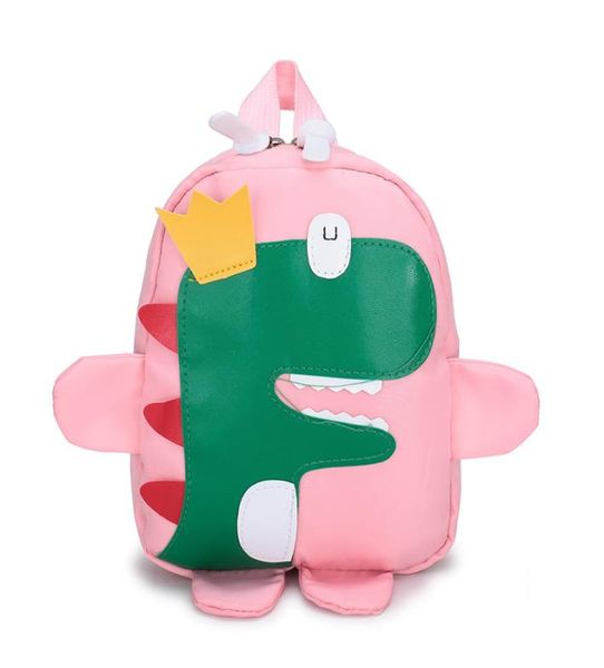 super cute kids cartoon backpack green prince dinosaur backpack for school pink blue yellow red black 6 colors kindergarten bag3533603
